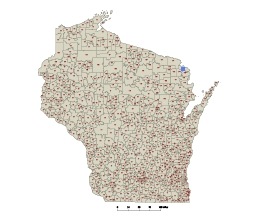 253x220 Editable Royalty Free Map Of Wisconsin, Wi In Vector Graphic