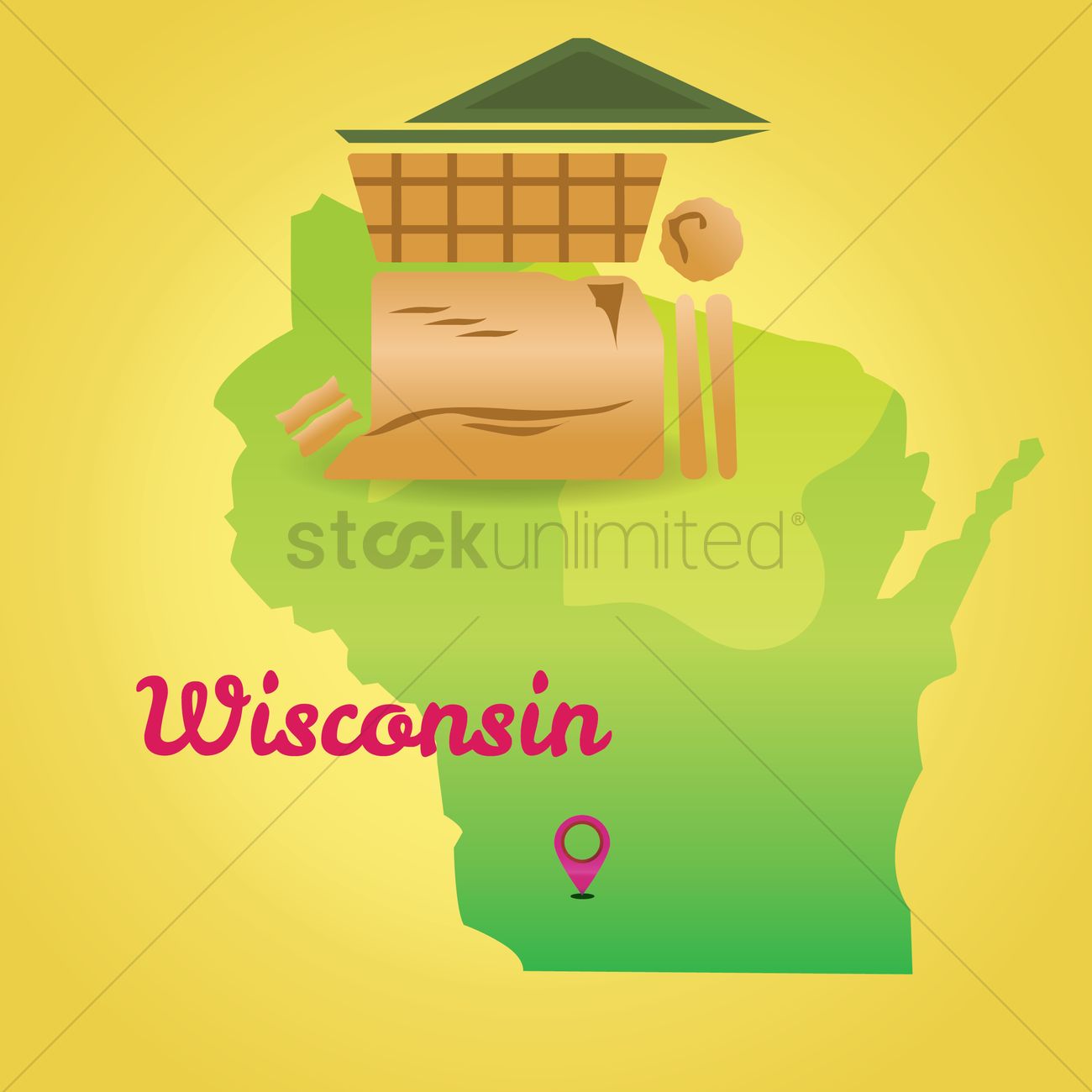 1300x1300 Map Of Wisconsin State Vector Image