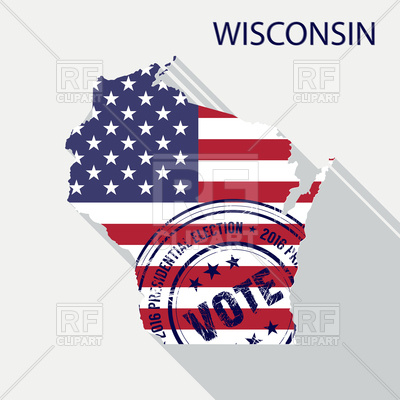 400x400 State Of Wisconsin With American Flag