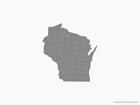 460x345 Vector Map Of Wisconsin With Counties