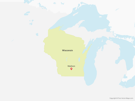 460x345 Vector Maps Of Wisconsin Free Vector Maps