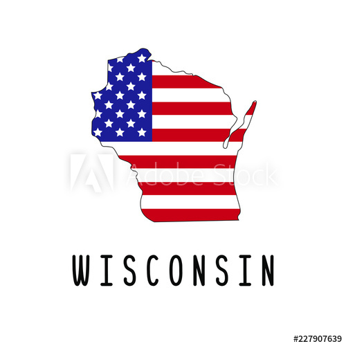 500x500 Vector Map Of Wisconsin Painted In The Colors American Flag