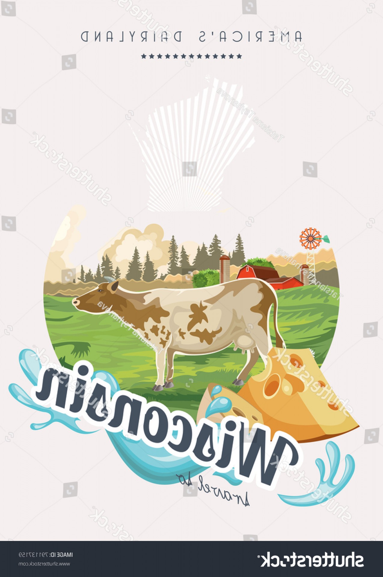 1274x1920 Wisconsin Vector Illustration American Dairy Country Cultracing