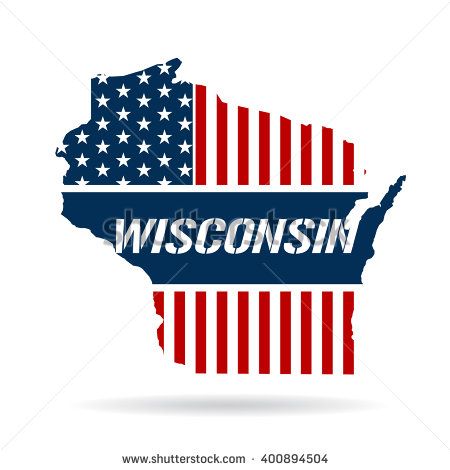 450x470 Wisconsin Patriotic Map Vector Graphic Design Illustration