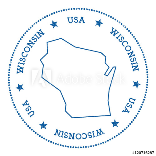 500x500 Wisconsin Vector Map Sticker Hipster And Retro Style Badge