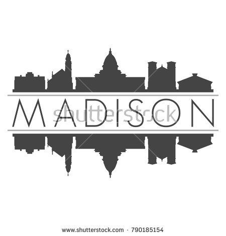 450x470 Madison Wisconsin Usa Skyline Vector Art Mirror Silhouette