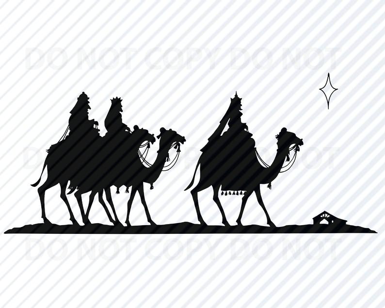 794x635 Christmas Nativity Silhouette Wise Men Vector Images Etsy