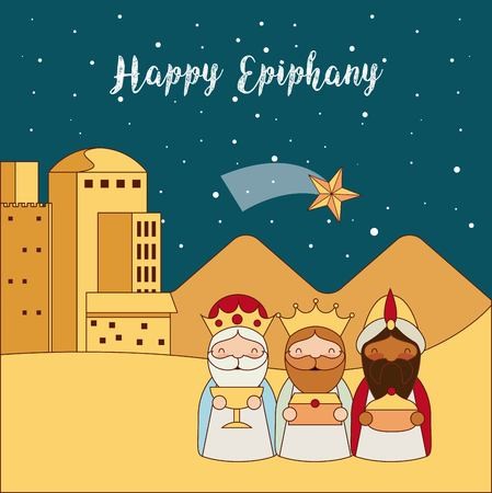 449x450 Manger Epiphany Desert Shooting Star Wise Men Vector Illustration