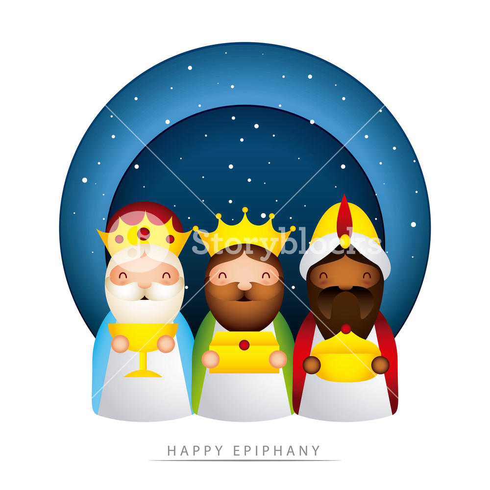 1000x1000 Manger Epiphany Sticker Stars Sky Wise Men Vector Illustration