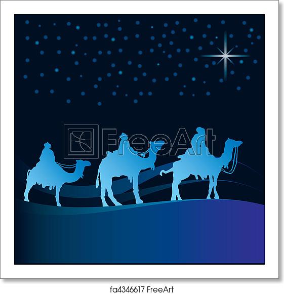 561x581 Free Art Print Of Wise Men Vector Classic Three Magic Scene