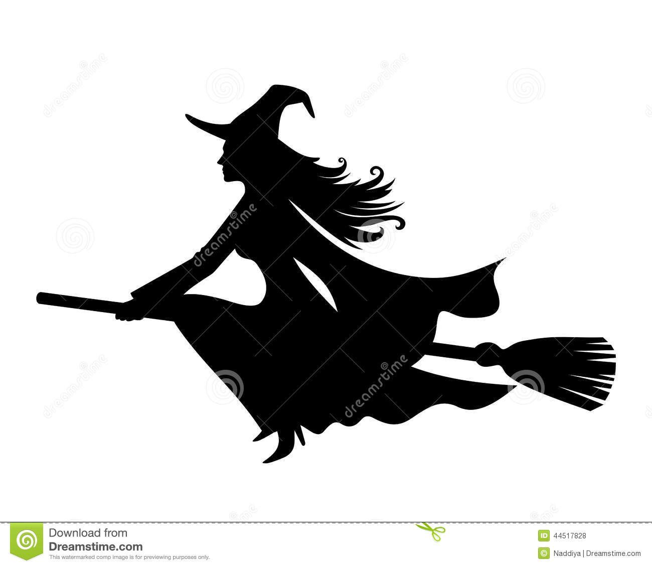 1300x1130 Witch On A Broomstick Vector Black Silhouette Stock Vector