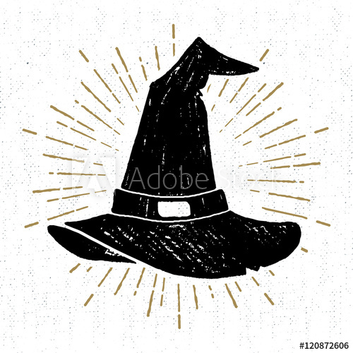 500x500 Hand Drawn Halloween Icon With A Textured Witch's Hat Vector