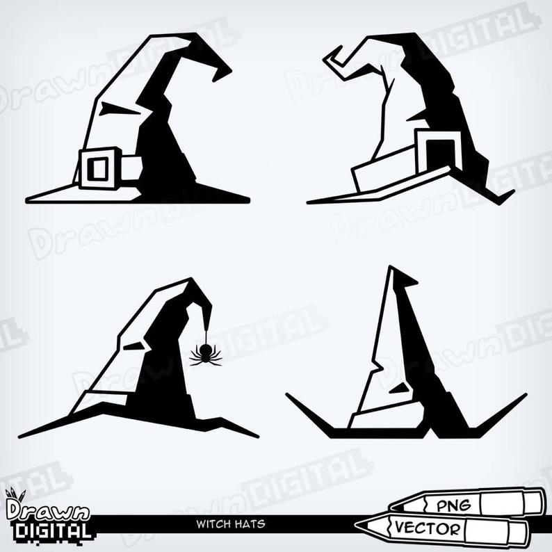 794x794 Sharp Edged Halloween Witch Hats Vector Svgpng Digital Etsy