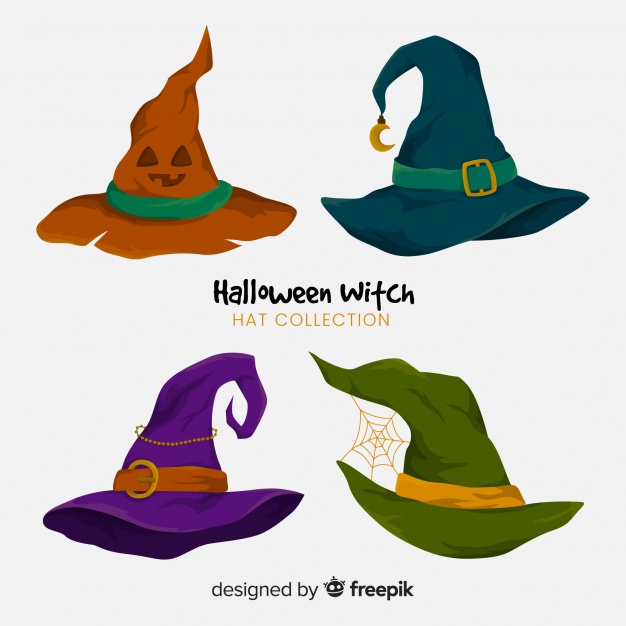 626x626 Collection Of Halloween Witch Hats Vector Free Download