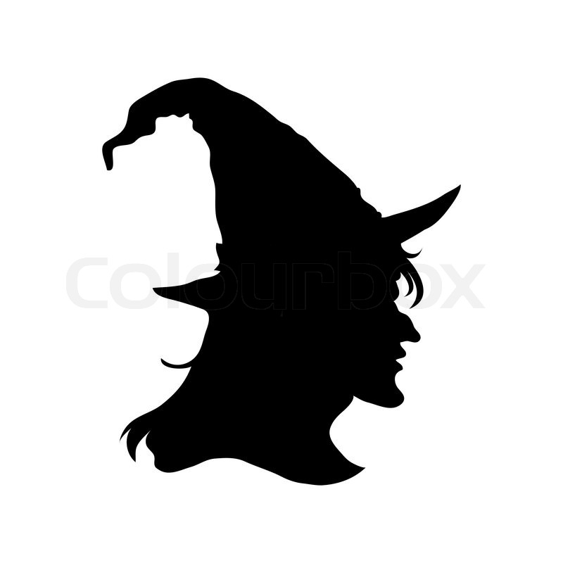 800x800 Halloween Witch Head Silhouette Stock Vector Colourbox