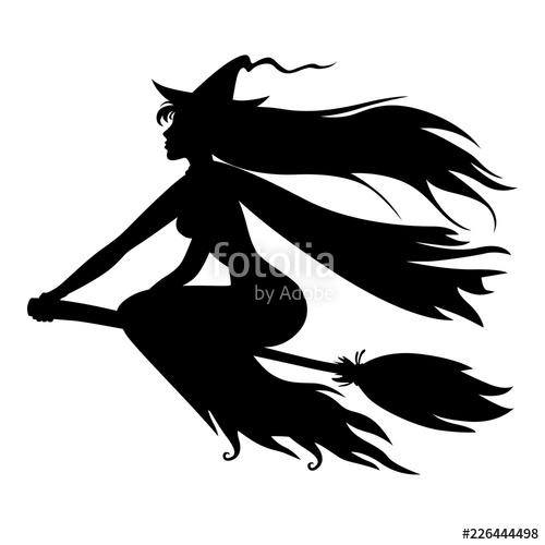 500x500 Halloween Witch Silhouette On Broom Stock Image And Royalty Free