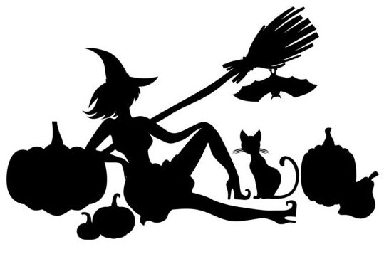 539x357 Halloween Witch With Pumpkin Silhouette Vector Free Download