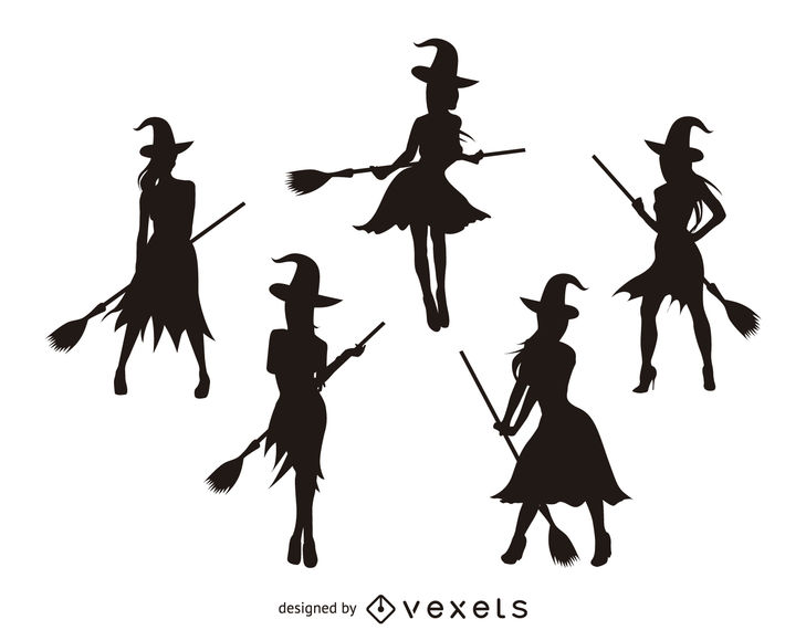 729x570 Isolated Witch Silhouettes