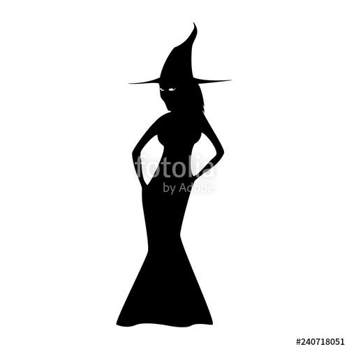 500x500 Witch Silhouette Vector Illustration Stock Image And Royalty