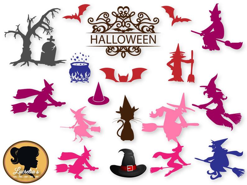 794x596 Witches Silhouette Halloween Vector Witch Hat Witches Etsy