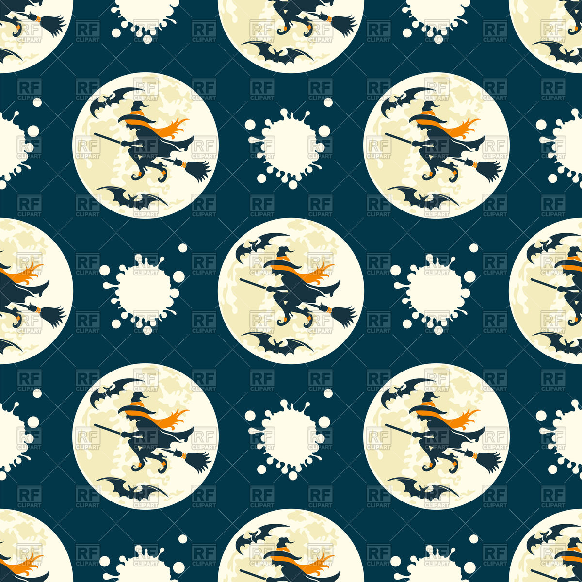 1200x1200 Halloween Seamless Pattern With Witch Vector Image Of Backgrounds