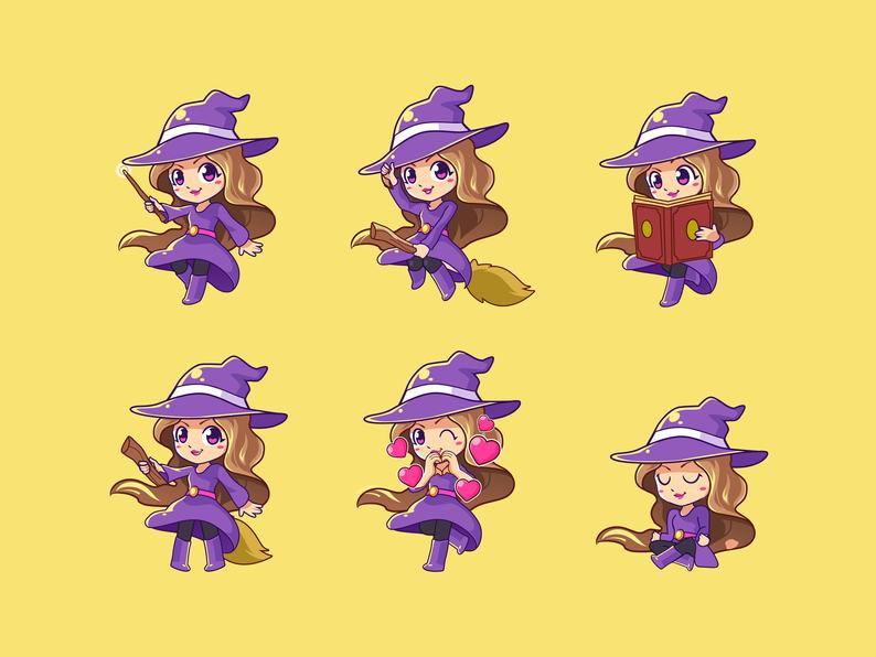 794x596 Witch Vector Clip Art Hand Drawn Halloween Clip Art Kawaii Etsy