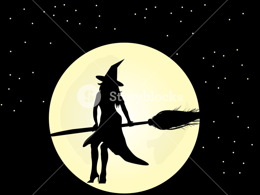 1000x750 Flying Witch Vector Royalty Free Stock Image