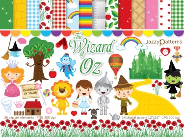 375x280 The Wonderful Wizard Of Oz Clipart And Digital Paper Pack Meylah