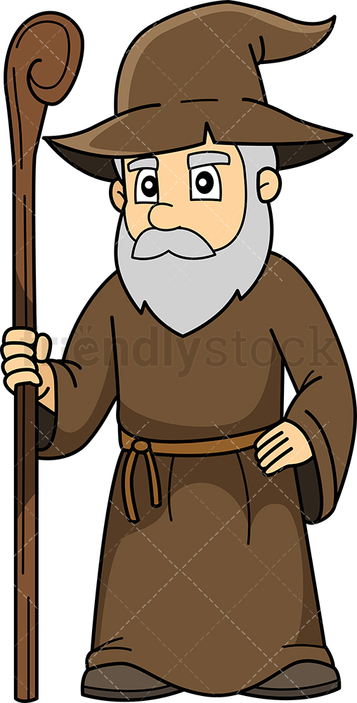 508x1000 Old Wizard Cartoon Clipart Vector