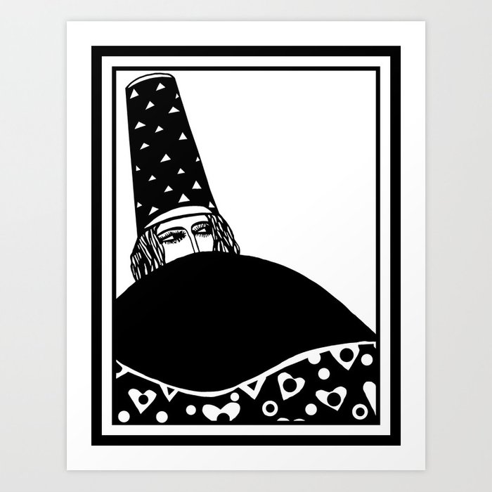 700x700 The Wizard, Vector Drawing In Black And White Art Print