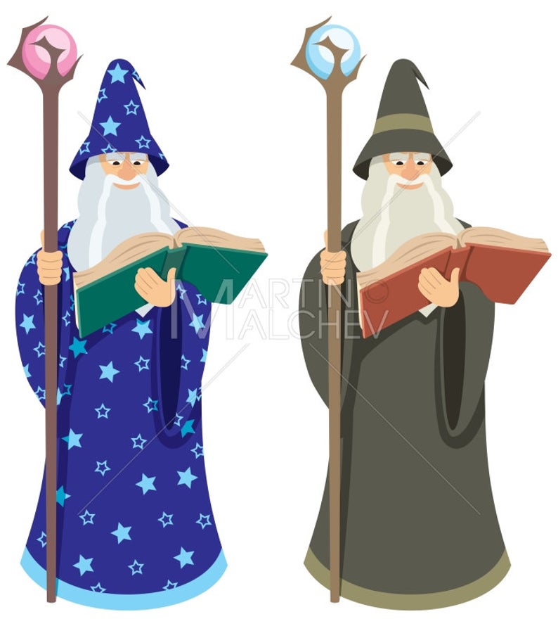 794x890 Wizard Vector Cartoon Illustration Magician Sorcerer Etsy