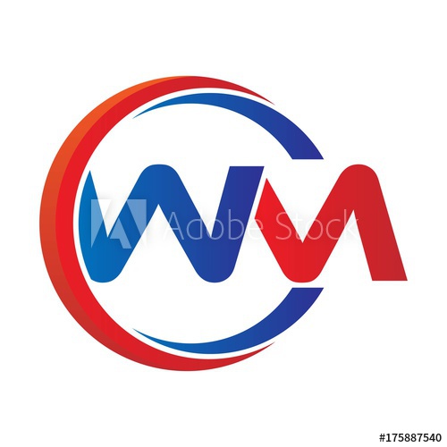500x500 Wm Logo Vector Modern Initial Swoosh Circle Blue And Red