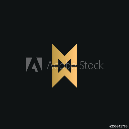 500x500 Mw Or Wm Logo Vector Initial Letter Logo, Golden Text On Black