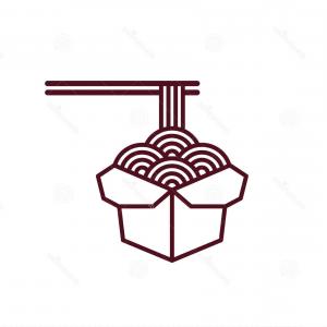 300x300 Wok Vector Drawing With Lettering Isolated Chinese Box And Chop Gm