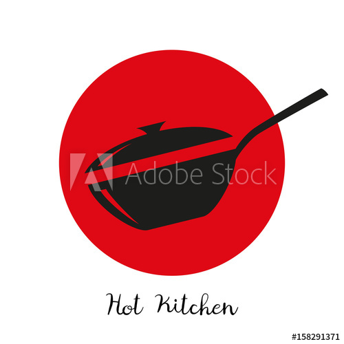 500x500 Wok Frying Pan Icon On Red Background
