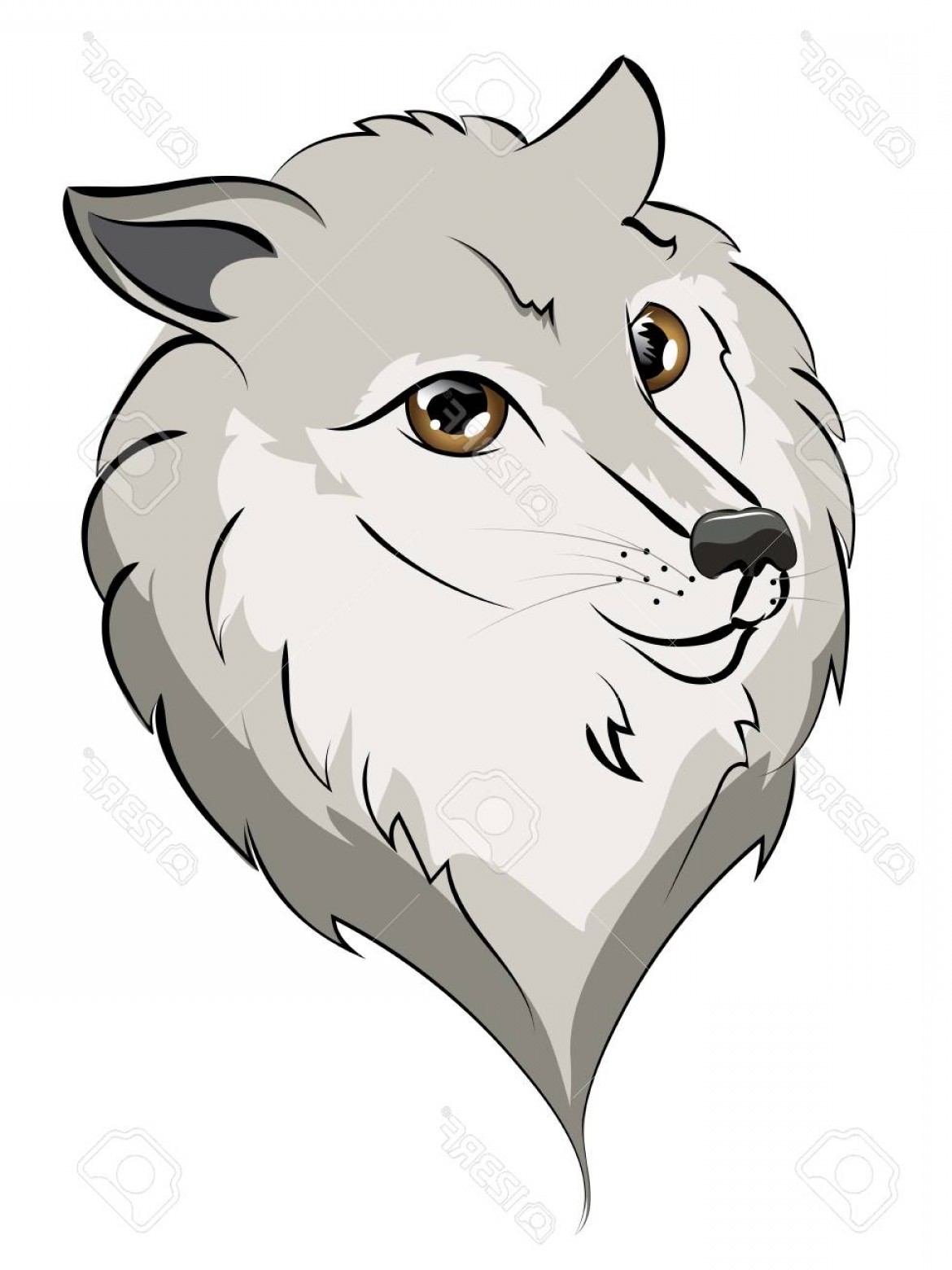 1170x1560 Photostock Vector Cute Cartoon Grey Wolf Portrait With Big Eyes