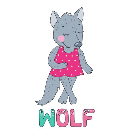 450x450 A Cute Wolf Dressed In Pink The Letter W And The Word Wolf