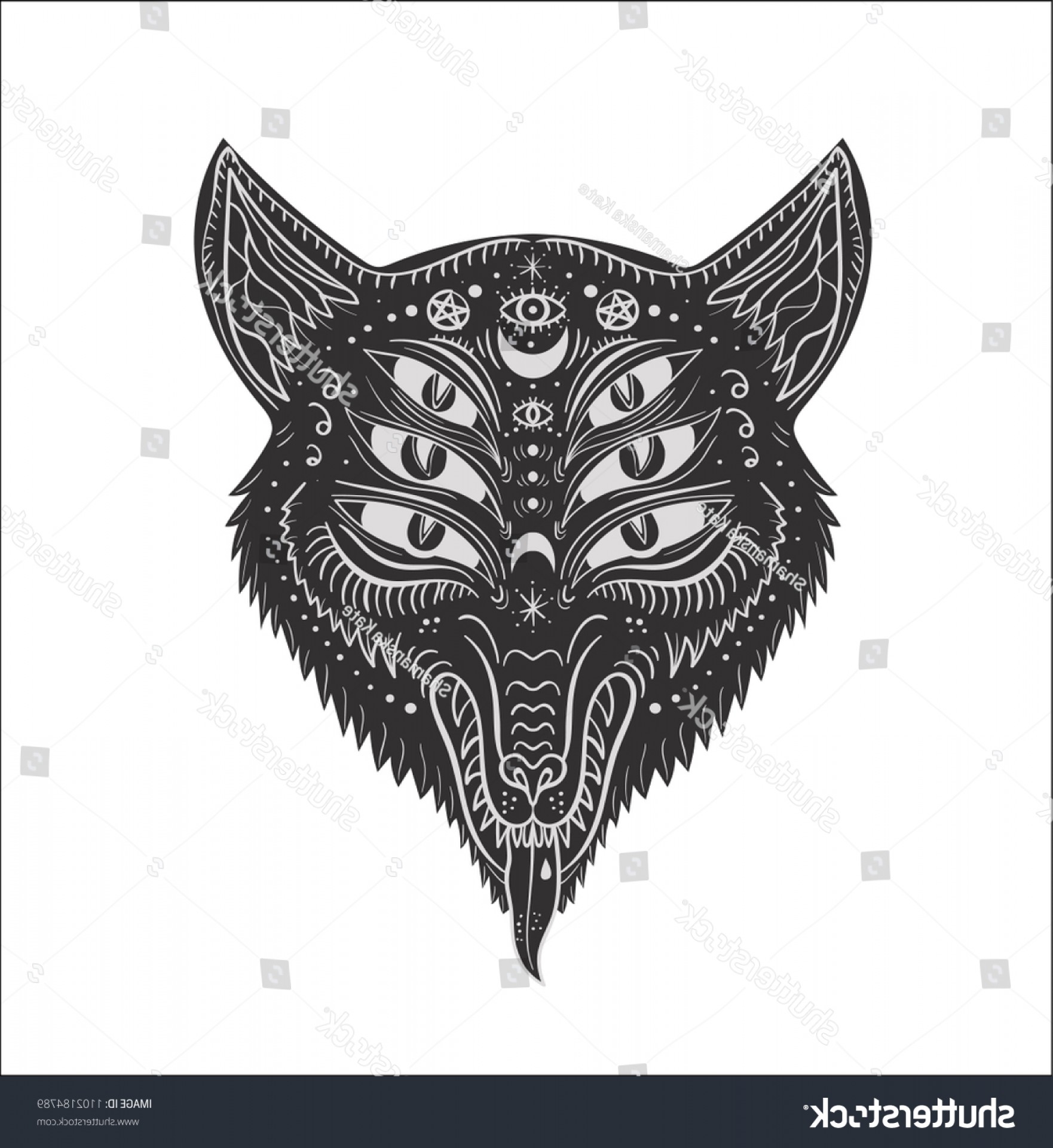 1762x1920 Wolf Six Eyes Tattoo Isolated On Handandbeak