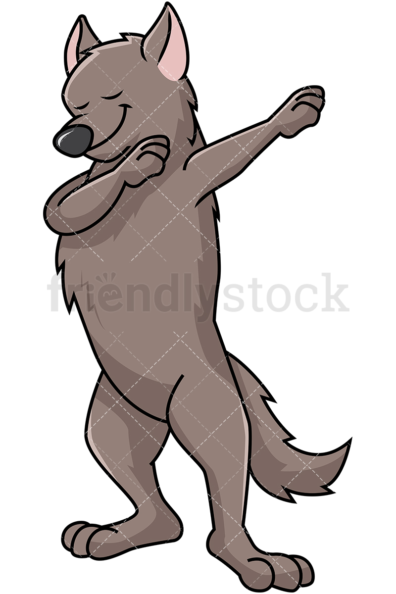 800x1200 Dabbing Wolf Cartoon Vector Clipart