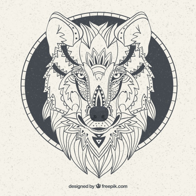Background With Ethnic Hand Drawn Wolf Face Vector Free Download 626x626 Background With Ethnic Hand Drawn Wolf Face Vector Free Download