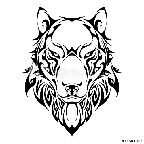 Wolf Head Symmetry Balance Tribal Tattoo Silhouette Vector 500x500 Wolf Head Symmetry Balance Tribal Tattoo Silhouette Vector