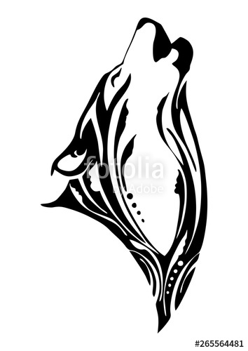 Silhouette Wolf Head Howl Tribal Tattoo Vector Design With White 354x500 Silhouette Wolf Head Howl Tribal Tattoo Vector Design With White