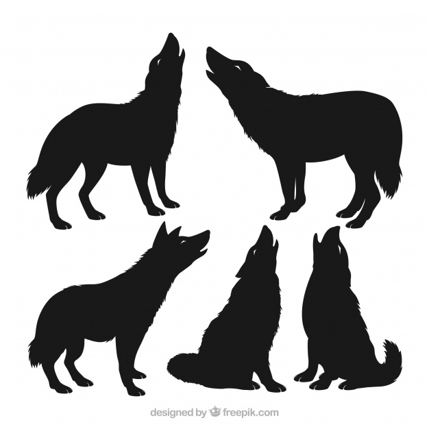Pack Of Wolf Silhouettes Vector Free Download. 