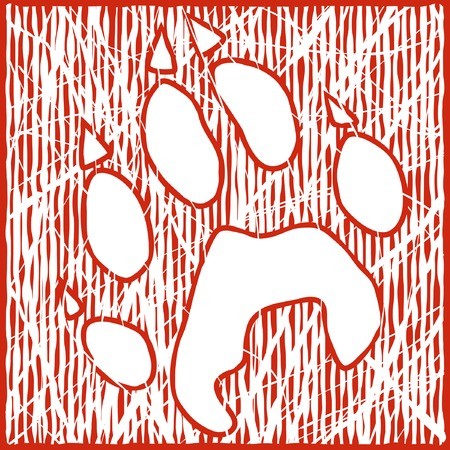 450x450 Editable Vector Illustration Of A Wolf Paw Print Royalty Free