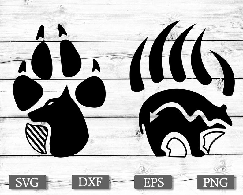 794x635 Paw Prints Animal Wolf Paw Bear Paw Wolf Bear Etsy