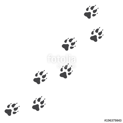 500x500 Vector Illustration Wolf Paw Prints Track Logo Black On White