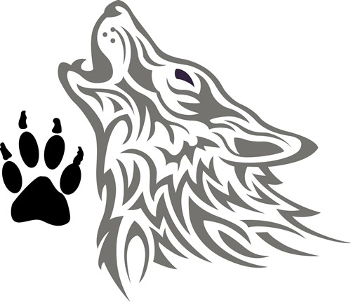 Wolf And Paw Print Vector And Art 500x431 Wolf And Paw Print Vector And Art