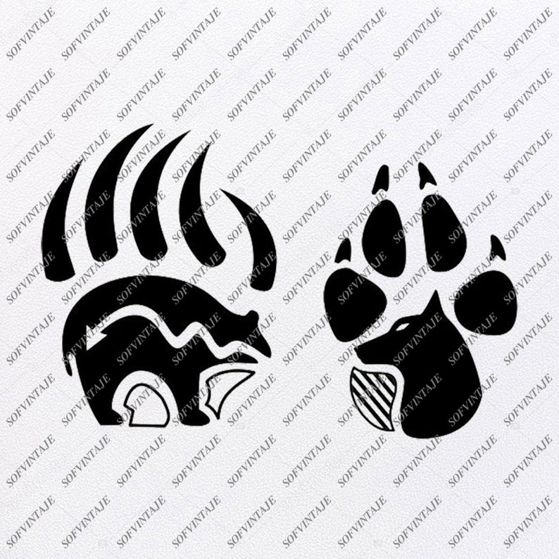 Wolf And Bear Bear Paw Original Design Animals Etsy 794x794 Wolf And Bear Bear Paw Original Design Animals Etsy