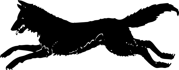 Running Wolf Silhouette Clip Art 600x235 Running Wolf Silhouette Clip Art