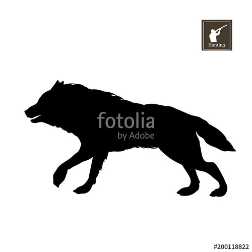 Black Silhouette Of Running Wolf On White Background Forest 500x500 Black Silhouette Of Running Wolf On White Background Forest
